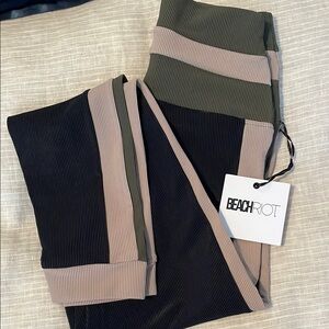 Beach Riot Kids Striped Leggings - Black and Tan